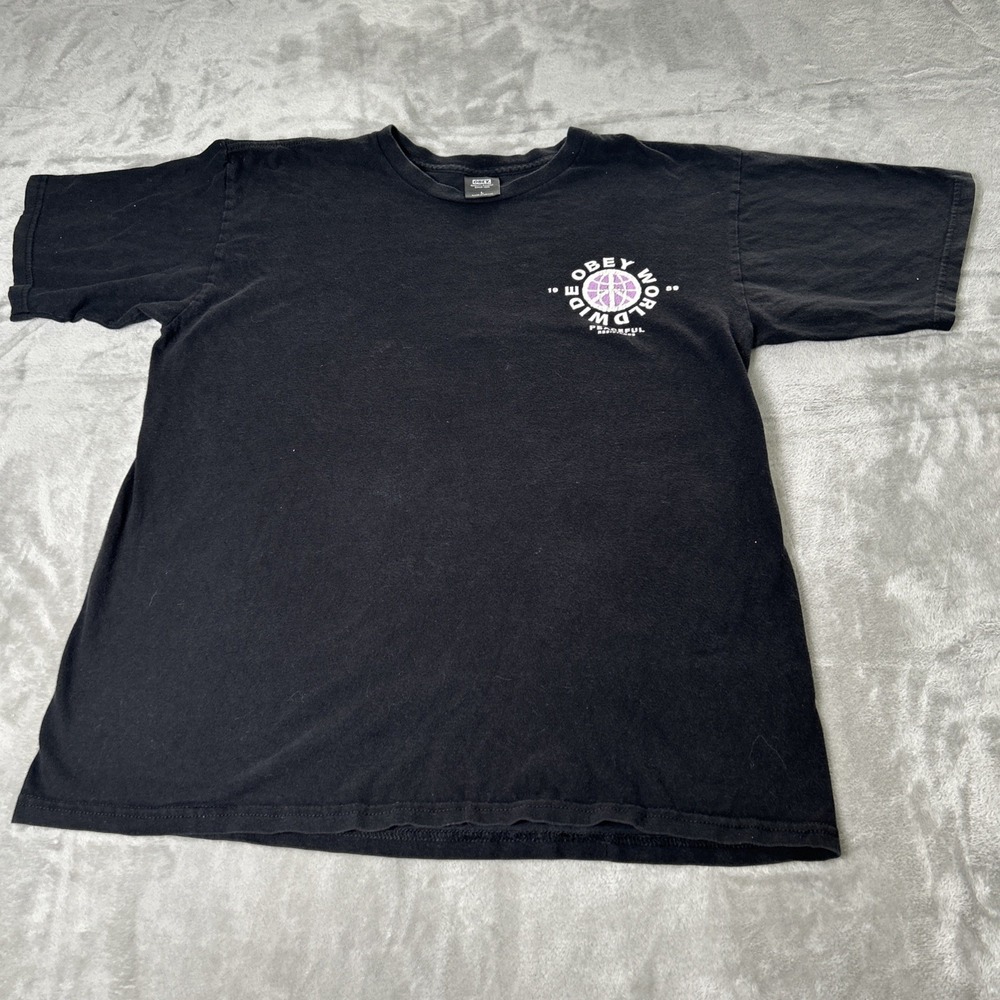 OBEY Shirt Mens L Black Worldwide 1989 Logo